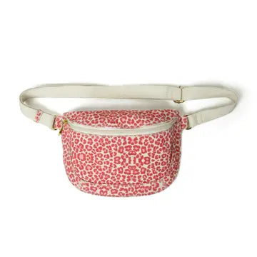 Pink Leopard Print Canvas Crossbody Bag