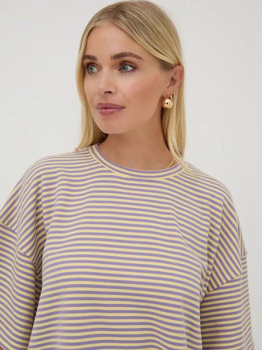 Sara Lilac & Yellow Super Soft Stripe A-Line Tee