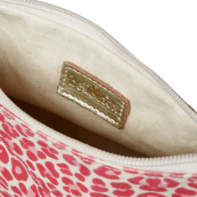 LIBBY Pouch in Pink Leopard Print Canvas
