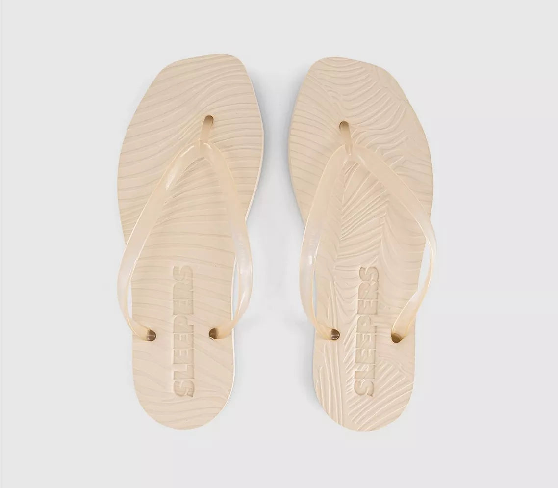 Tapered Clear Transparent Flip Flop - Eggnog