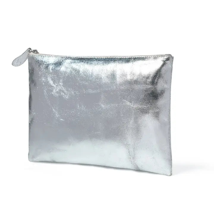 LILY Pouch in Silver Foil Canvas