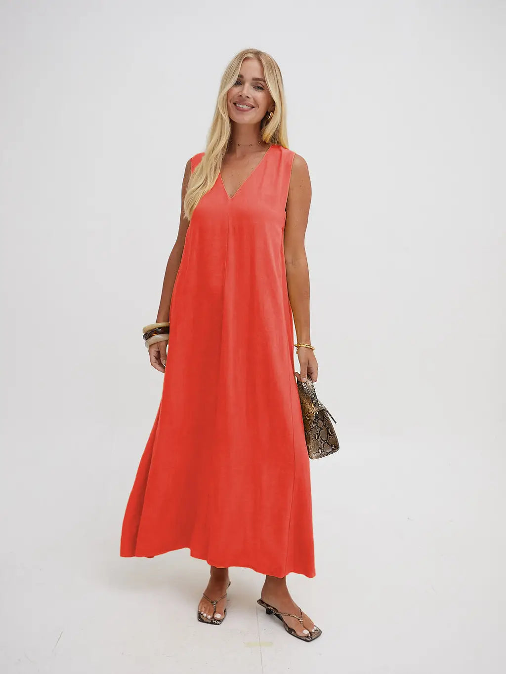 Lottie Midaxi Dress - Coral