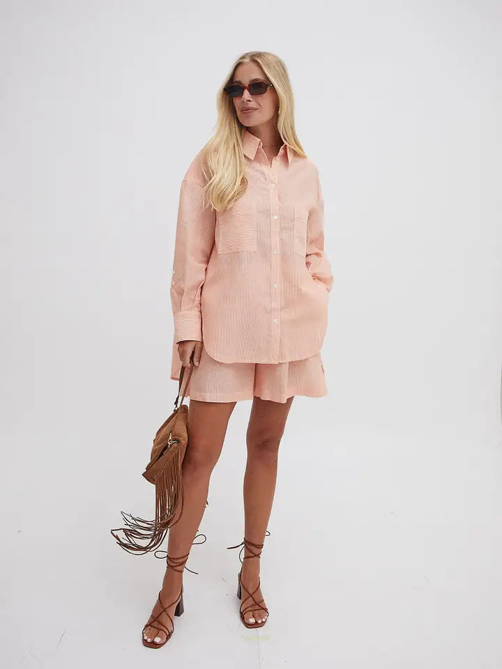 Heidi Orange & White Stripe Shirt