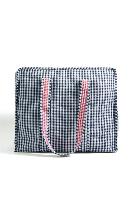 Black Gingham Quilted Shopper Bag