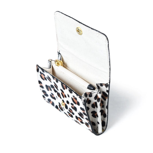 Blush Leopard Popper Card Holder Purse with Zip