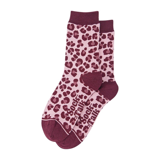 Light Pink/Berry ,Leopard Bamboo Socks