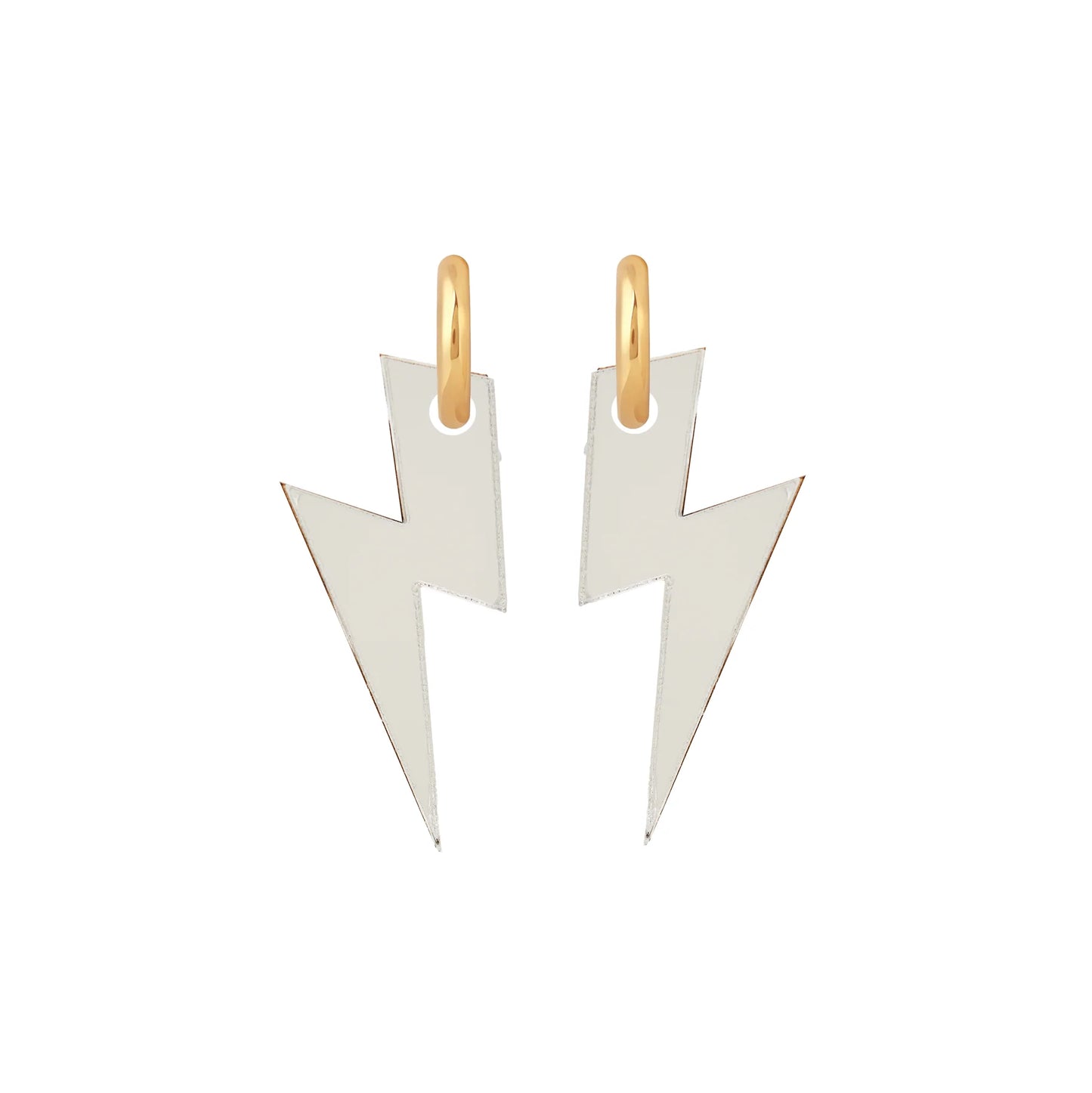 Silver Mirror Bolt Hoops - Silver