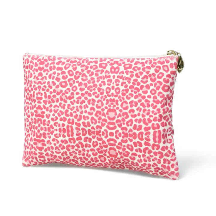 LILY Pouch in Pink Leopard Canvas