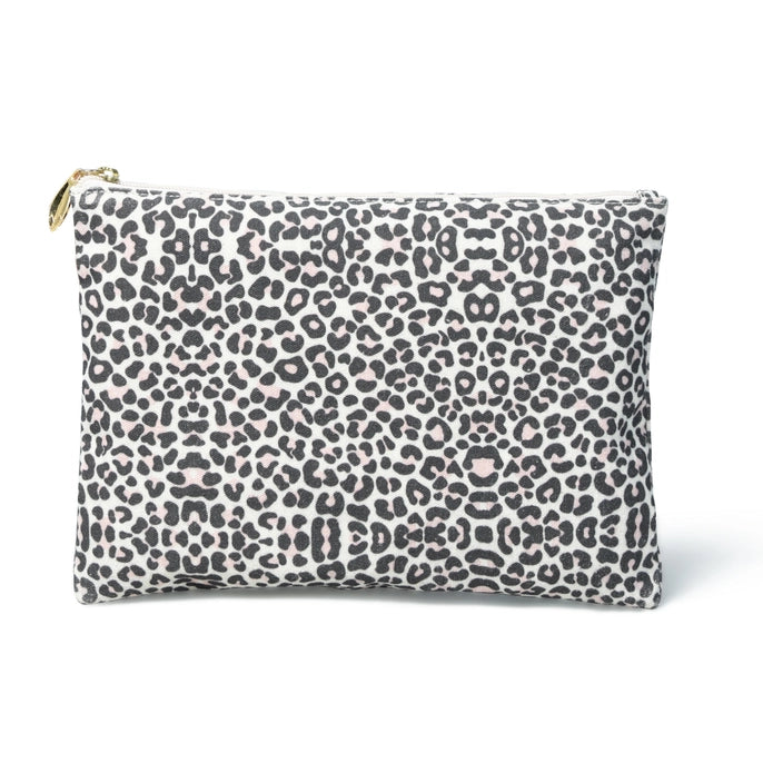 LILY Pouch in Blush Leopard Print Canvas