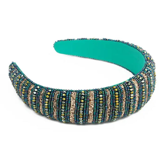 Purple and Gold Beaded Headband