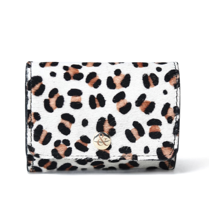 Blush Leopard Popper Card Holder Purse with Zip