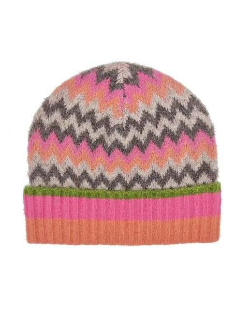 Dora Chevron Beanie in Pink Mix