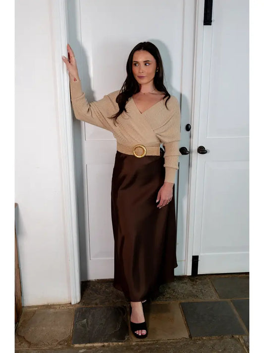 Satin Slip Skirt - Bitter Chocolate