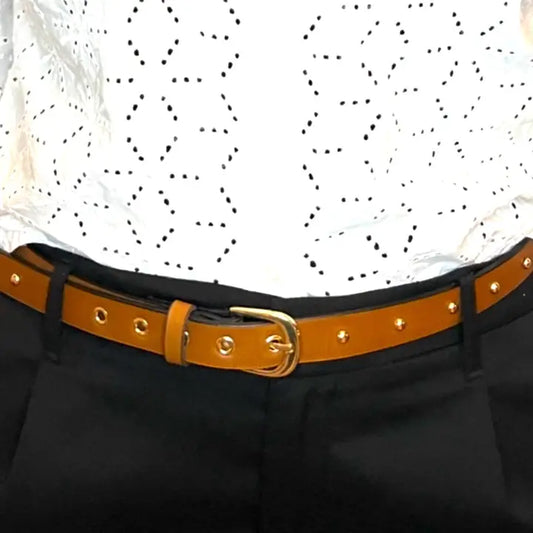 Mahi Studded Leather Belt - Caramel