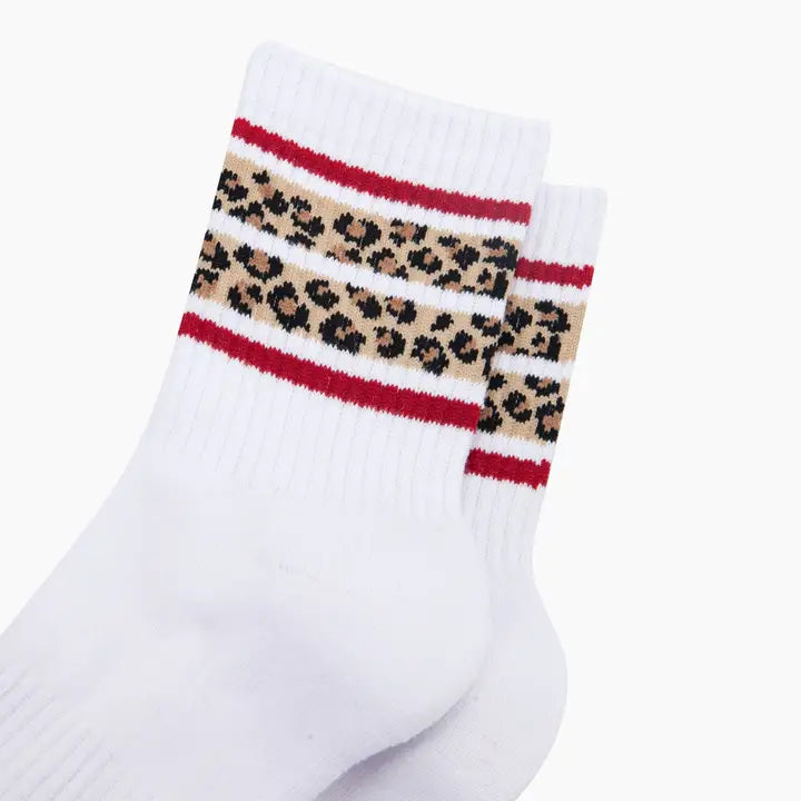 Leopard Print Red Striped Organic Cotton Sports So