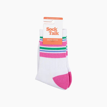 Striped Organic Cotton Sports Socks in Pink