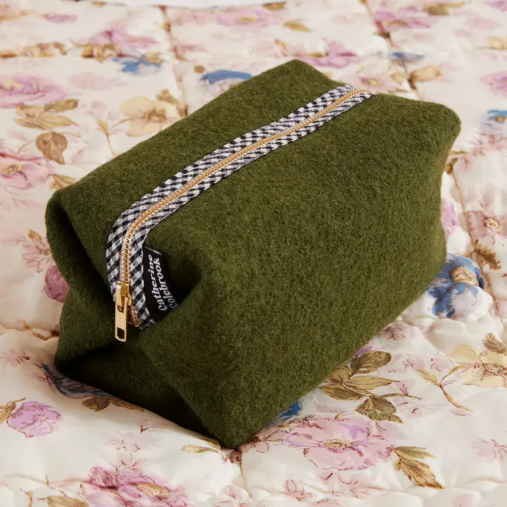 Olive Green Boxy Wash Bag