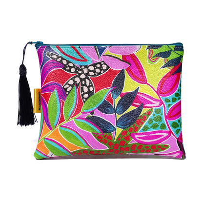 Abstract Tropicals Vegan Leather Makeup Bag