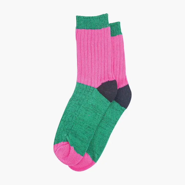 Mid-Calf Socks - Pink/Green