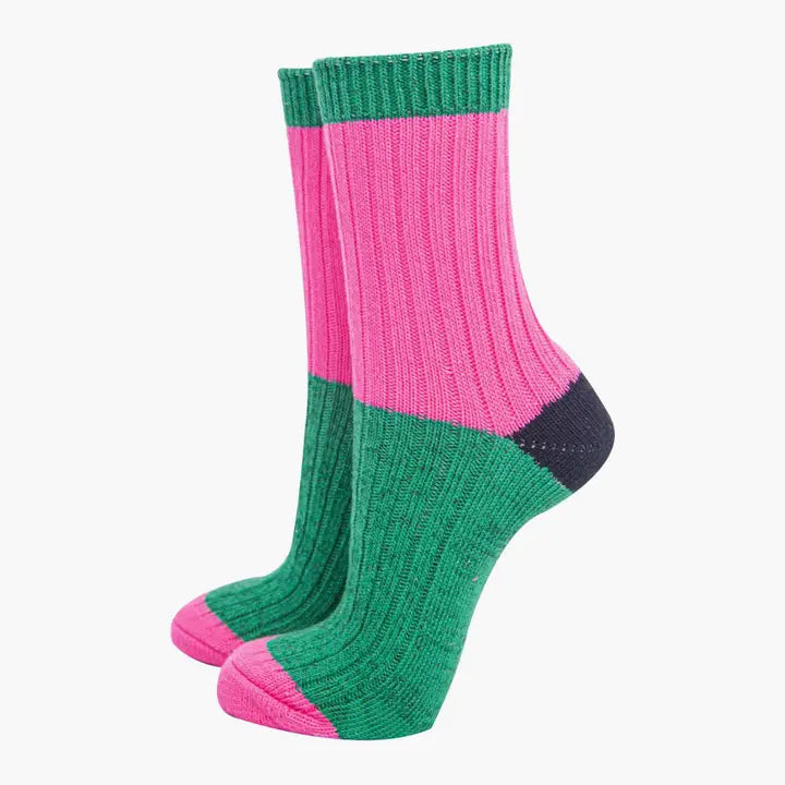 Mid-Calf Socks - Pink/Green