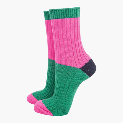 Mid-Calf Socks - Pink/Green