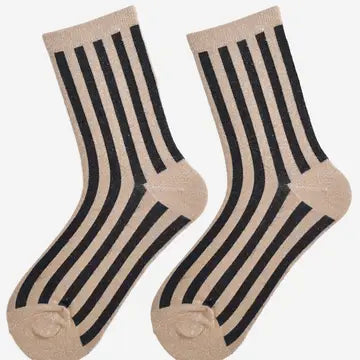Gold/Black Vertical Stripe Glitter Socks