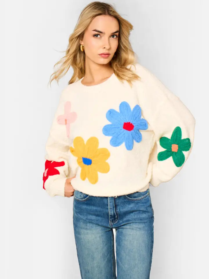 3D Flower Crochet Jumper