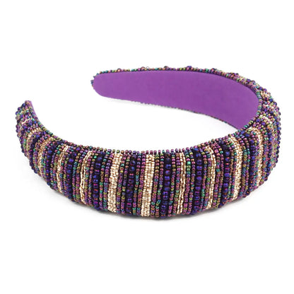 Purple and Gold Beaded Headband