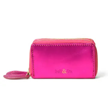 Mini Double Zip Purse - Fuchsia Metallic
