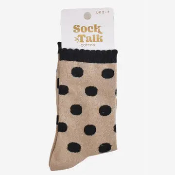 Gold/Black Spotted Cotton Glitter Socks