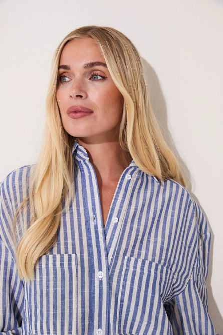 Tora Blue & White Striped Shirt