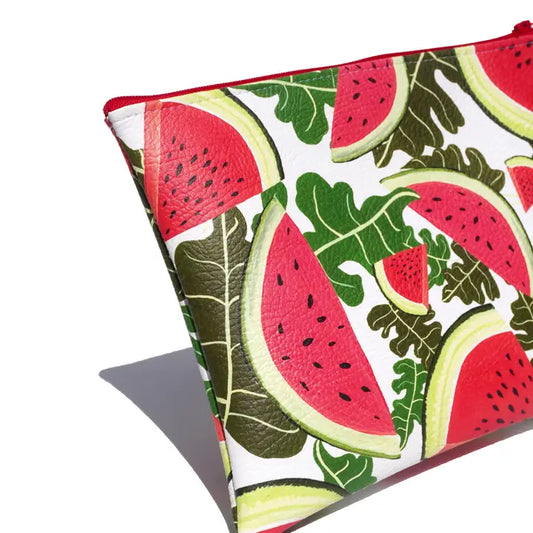 Watermelon Vegan Leather Makeup Bag