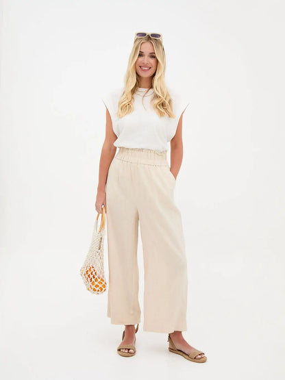 Ria Neutral linen trousers