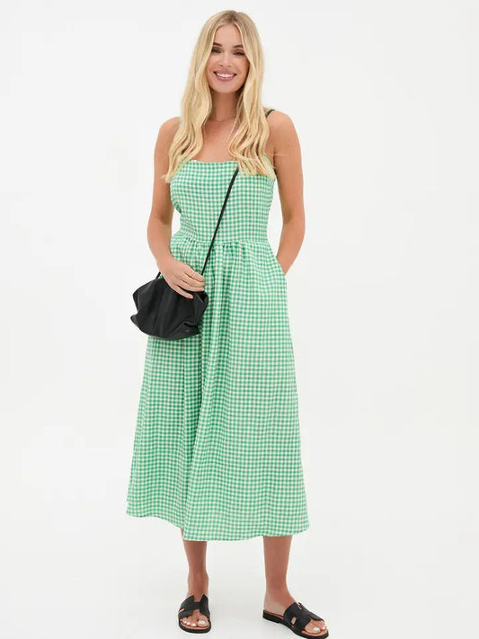 Green Gingham Midi dress
