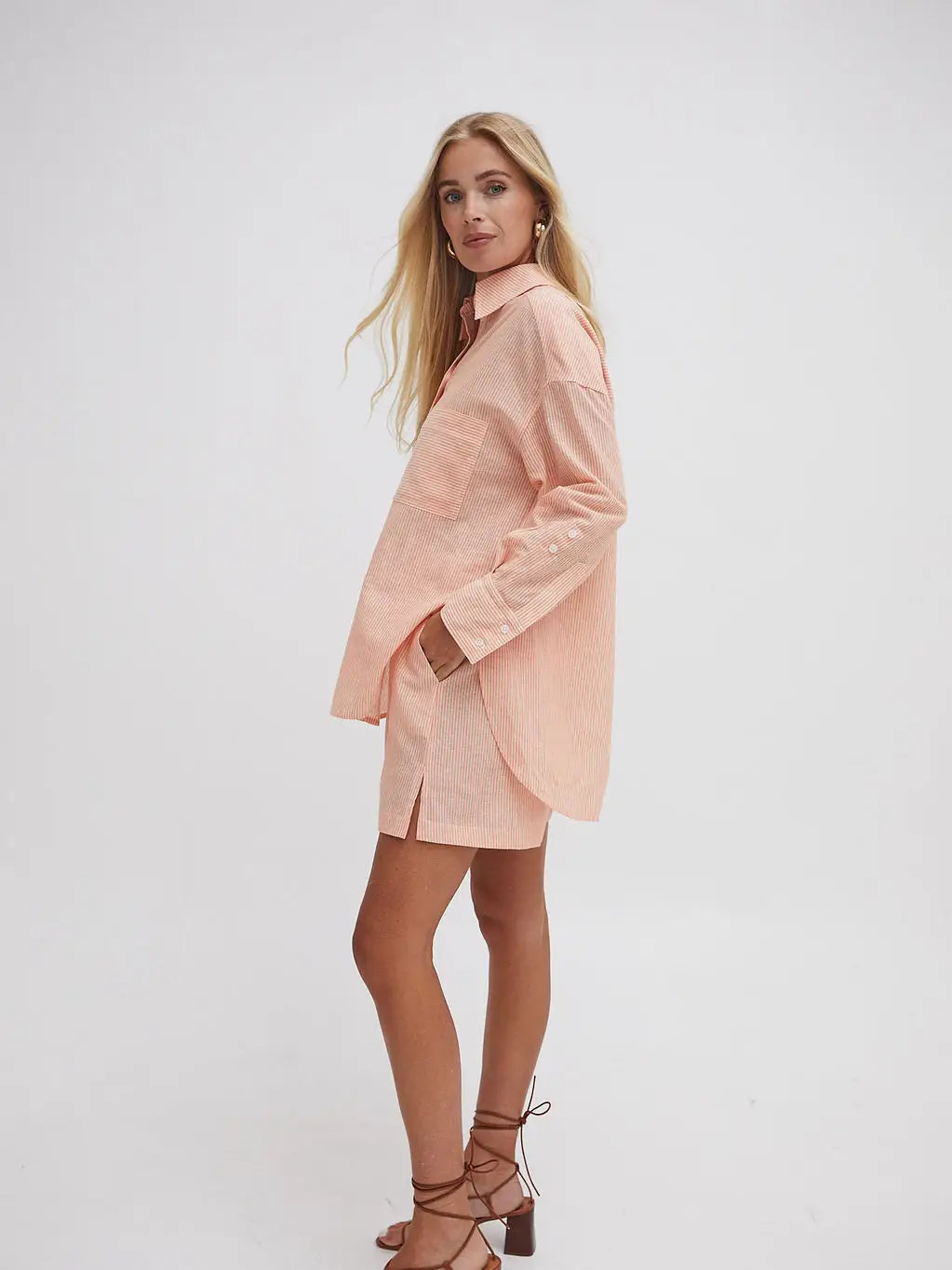 Eden Orange & White Stripe Shorts