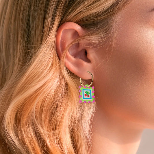Cherry Charm hoop Earrings