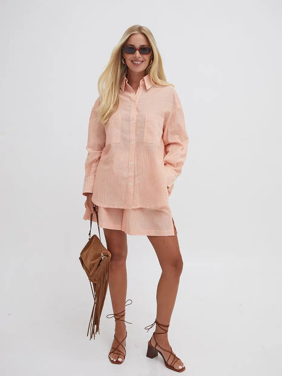 Heidi Orange & White Stripe Shirt