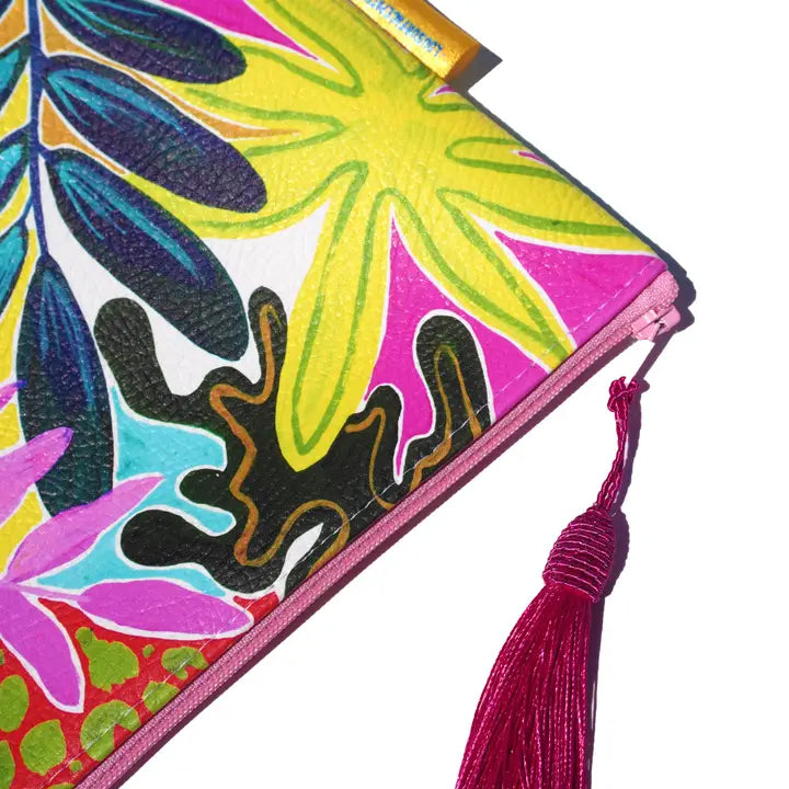 Tropicals Vegan Leather Makeup Bag