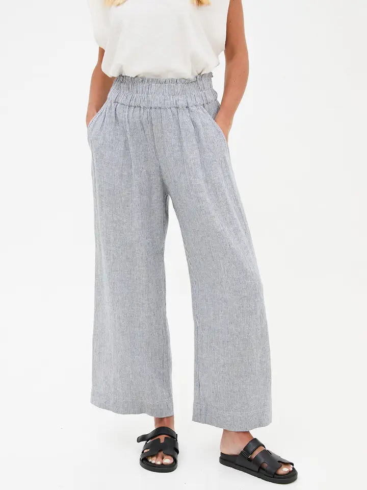 Ria Blue and White Stripe Linen Mix Culottes