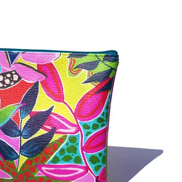 Abstract Tropicals Vegan Leather Makeup Bag