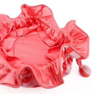 Coral & Light Pink Stripe Jewellery Drawstring Pouch