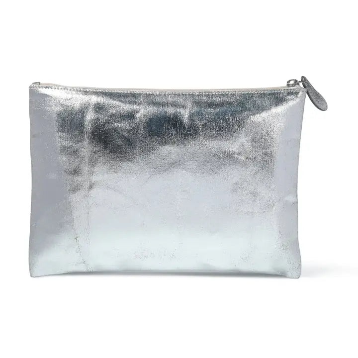 LILY Pouch in Silver Foil Canvas