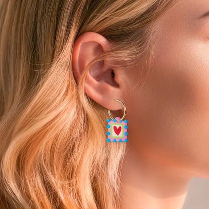 Charm Heart Hoop Earrings