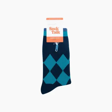 Embroidered Golfer Argyle Combed Cotton Socks in B