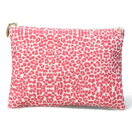 LILY Pouch in Pink Leopard Canvas