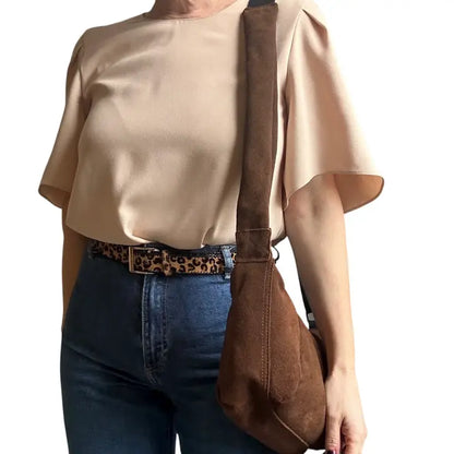 Brown Suede Sling Bag - LARGE