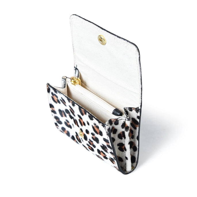 Blush Leopard Popper Card Holder Purse with Zip