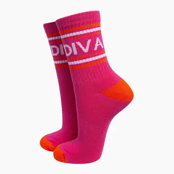 DIVA Organic Cotton Sports Socks in Hot Pink/Orang