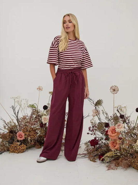 Burgundy Super Soft Elasticated Waist Trouser