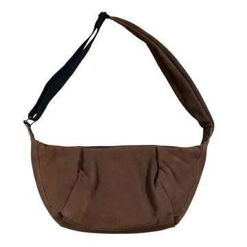 Brown Suede Sling Bag - LARGE